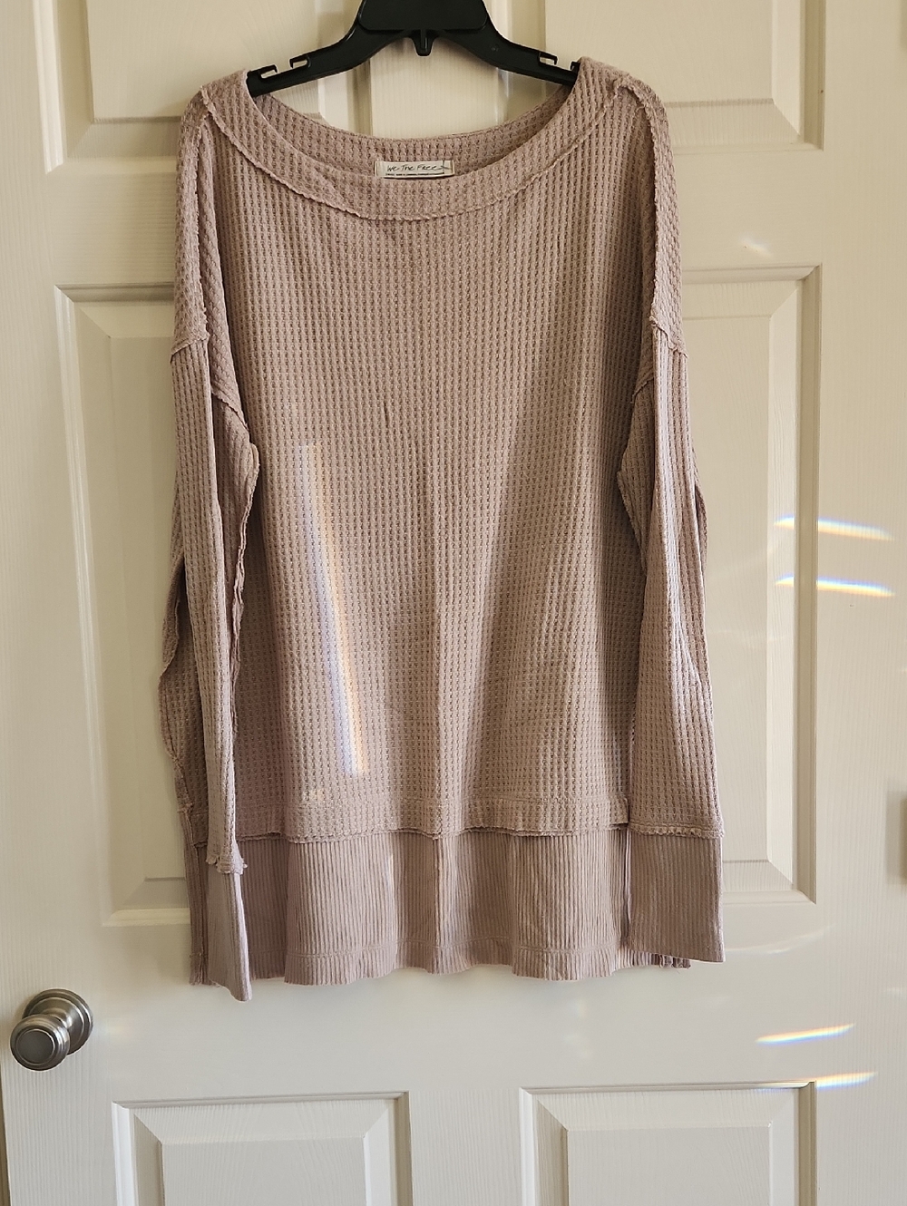 We The Free Mauve Waffle Long Sleeve Pullover